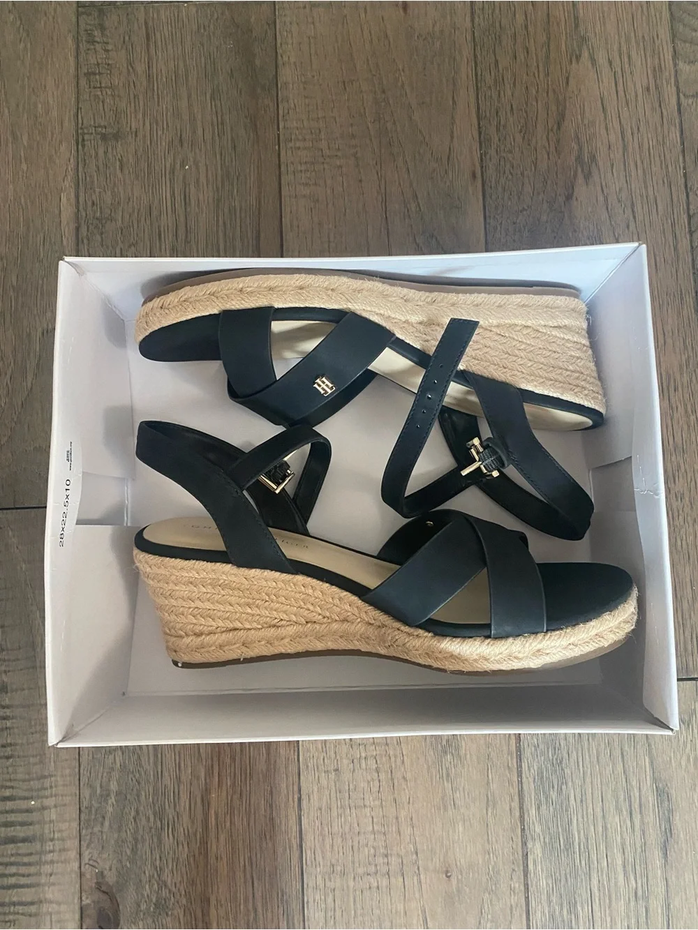 NEW Tommy Hilfiger Black Espadrille Wedge Sandals Size 9 Women’s